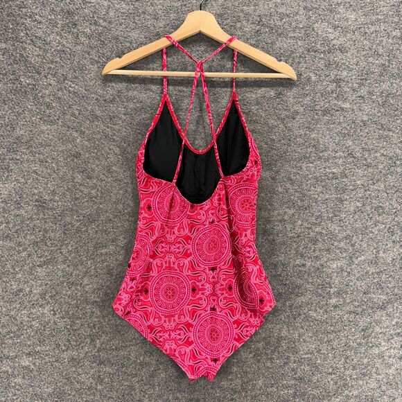 Venus Swimsuit Women 10 Pink Geometric V-Neck Sleeveless One Piece Swimwear - Picture 2 of 4